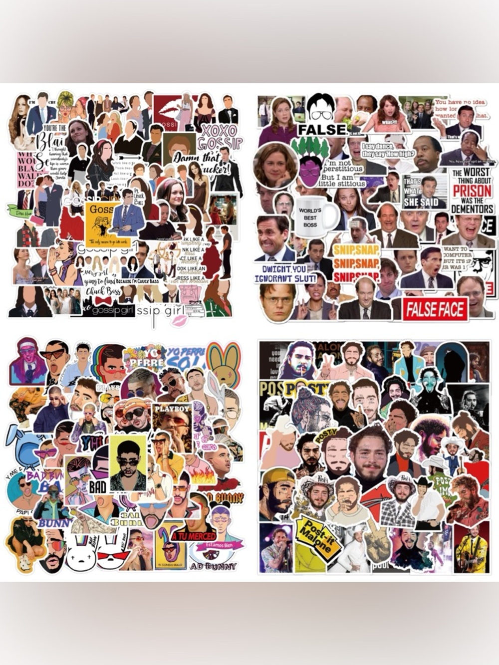 NEW 200 Stickers Bad Bunny The Office Gossip Girl Post Malone Mix